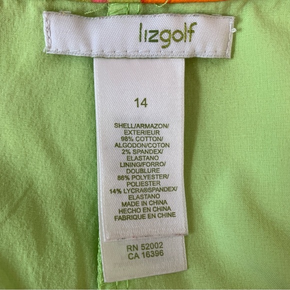 LizGolf Skort Womens 14 Pink Green Retro 60's Floral Neon Art to Wear Athletic - Picture 7 of 8